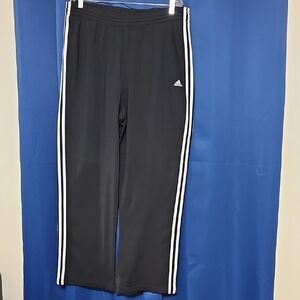Adidas Mens Black Joggers with White Stripes